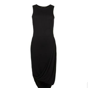 All Saints Black Asymmetrical Body Con Dress